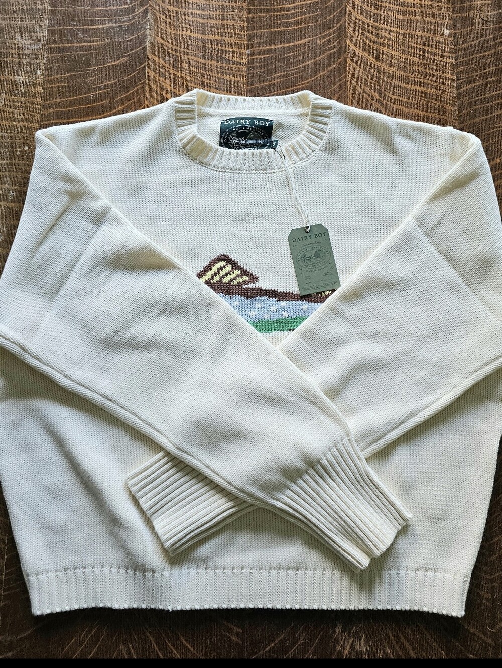 NWT Dairy Boy Fisherman's Daughter Fish Sweater in Oyster - Picture 8 of 11